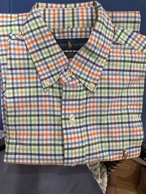 Ralph Lauren Multi-Color Plaid Button-Down Shirt - Blue, Green, Orange